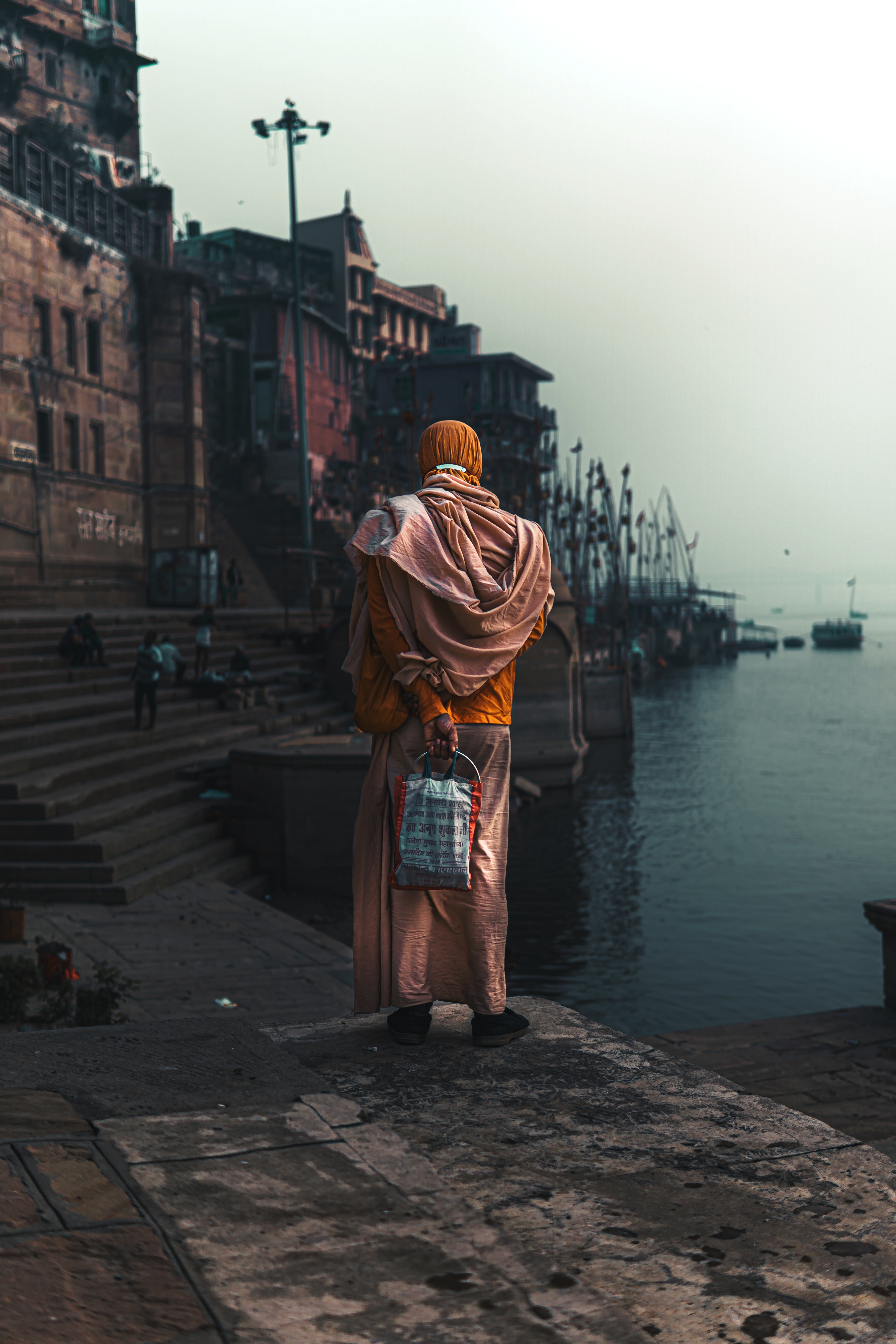 A sadhu (holy man) in traditional attire at Varanasi
